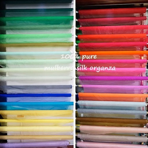 Solid color pure silk - pure, organza